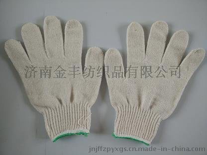 棉线 防护手套 劳保手套绿白边A45克 工作棉纱手套
